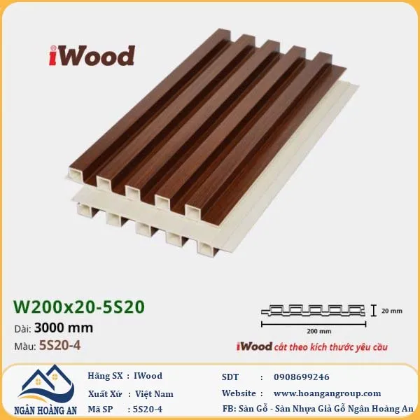 Lam 5 Sóng Nhựa Giả Gỗ Ốp Tường Ốp Trần Iwood 5S20-4